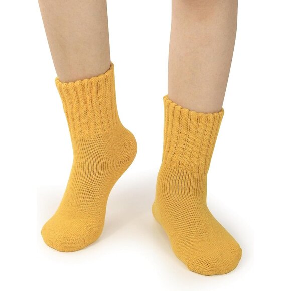 BenSorts Women 3 Packs Brown Yellow Red Winter Thick Warm Polyester Boots Socks - Picture 5 of 6